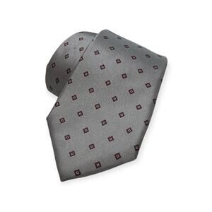 Neil Martin Tie Mens OS Silver Grey Geometric Italian Silk Handmade Old Money